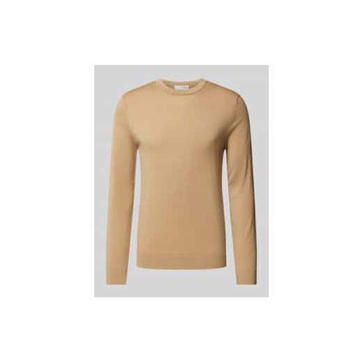 Sweter z dzianiny z prążkowanymi wykończeniami model ‘TRAY’ ze sklepu Peek&Cloppenburg  w kategorii Swetry męskie - zdjęcie 177824309