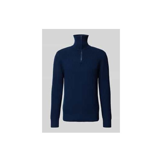 Sweter z dzianiny z prążkowanymi wykończeniami model ‘LAND’ ze sklepu Peek&Cloppenburg  w kategorii Swetry męskie - zdjęcie 177824347