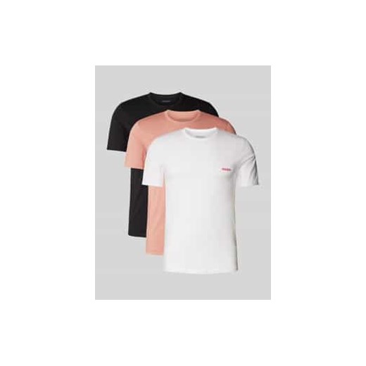 T-shirt o kroju regular fit z wiskozy z nadrukiem z logo w zestawie 3 szt. ze sklepu Peek&Cloppenburg  w kategorii Podkoszulki męskie - zdjęcie 177825028