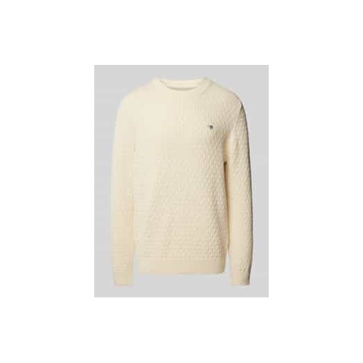 Sweter z dzianiny z wyhaftowanym logo ze sklepu Peek&Cloppenburg  w kategorii Swetry męskie - zdjęcie 177826327