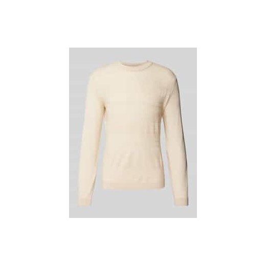 Sweter z wełny z fakturowanym wzorem model ‘TRAY’ ze sklepu Peek&Cloppenburg  w kategorii Swetry męskie - zdjęcie 177826526