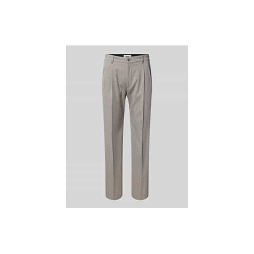 Spodnie o kroju regular fit z zakładkami w pasie i dodatkiem wiskozy model ‘LEEK’ ze sklepu Peek&Cloppenburg  w kategorii Spodnie męskie - zdjęcie 177828806