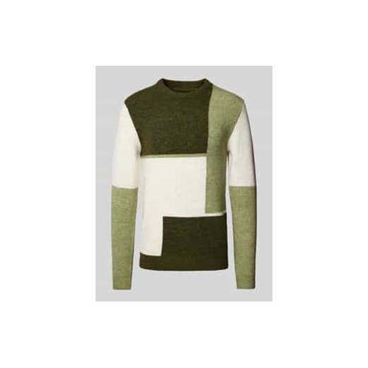 Sweter z dzianiny z prążkowanymi wykończeniami ze sklepu Peek&Cloppenburg  w kategorii Swetry męskie - zdjęcie 177829348