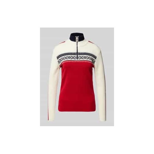 Sweter z norweskim wzorem i kołnierzem zapinanym model ‘Dystingen’ ze sklepu Peek&Cloppenburg  w kategorii Swetry damskie - zdjęcie 177831538