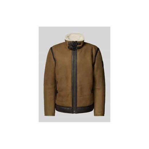 Kurtka skórzana o kroju regular fit ze stójką model ‘SHELTER’ ze sklepu Peek&Cloppenburg  w kategorii Kurtki męskie - zdjęcie 177832535