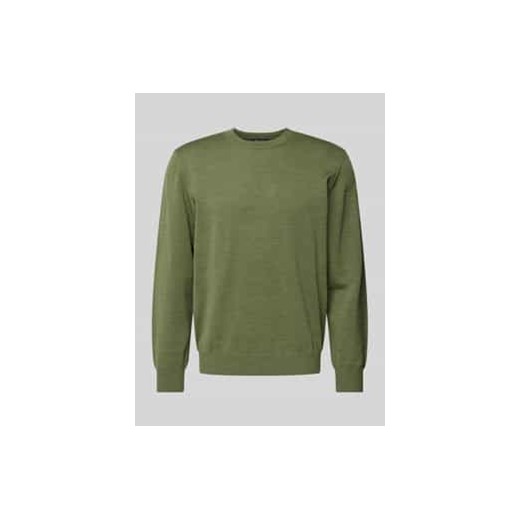 Sweter z dzianiny z czystej żywej wełny z okrągłym dekoltem ze sklepu Peek&Cloppenburg  w kategorii Swetry męskie - zdjęcie 177832745