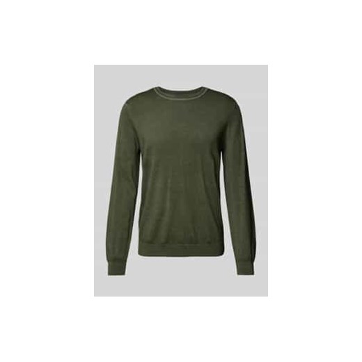 Sweter z dzianiny o kroju slim fit z żywej wełny z okrągłym dekoltem ze sklepu Peek&Cloppenburg  w kategorii Swetry męskie - zdjęcie 177833267