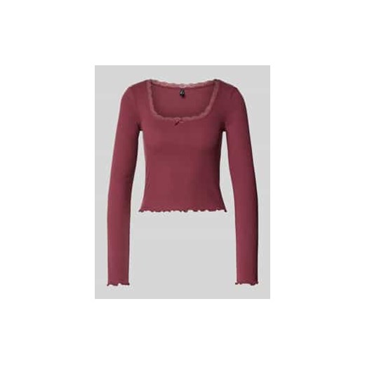 Bluzka o kroju slim fit z długim rękawem i dekoltem w łódkę obszytym koronką model ‘WILMA’ ze sklepu Peek&Cloppenburg  w kategorii Bluzki damskie - zdjęcie 177833756