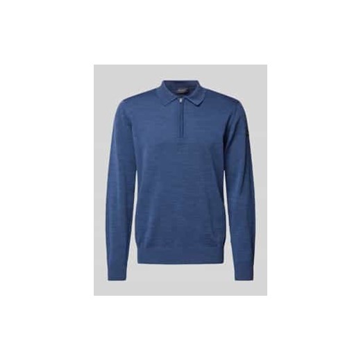 Sweter z dzianiny z czystej żywej wełny z kołnierzykiem polo ze sklepu Peek&Cloppenburg  w kategorii Swetry męskie - zdjęcie 177833915