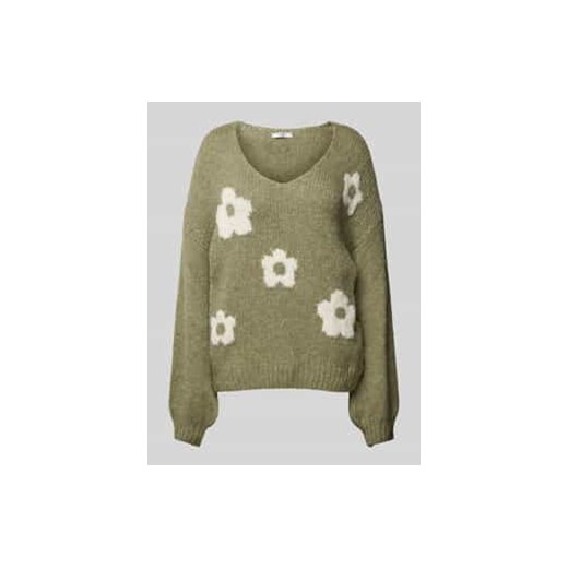 Sweter z dzianiny z prążkowanymi wykończeniami ze sklepu Peek&Cloppenburg  w kategorii Swetry damskie - zdjęcie 177834277