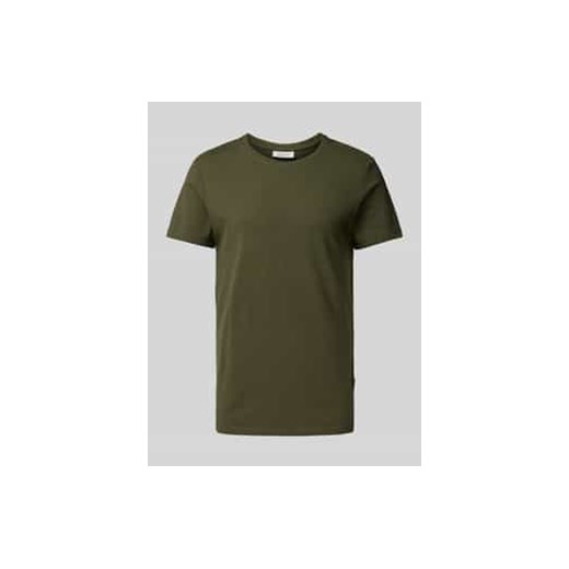 T-shirt z prążkowanym okrągłym dekoltem ze sklepu Peek&Cloppenburg  w kategorii T-shirty męskie - zdjęcie 177834539
