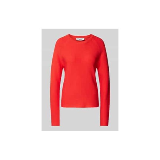 Sweter z dzianiny z prążkowanym,okrągłym dekoltem ze sklepu Peek&Cloppenburg  w kategorii Swetry damskie - zdjęcie 177835897