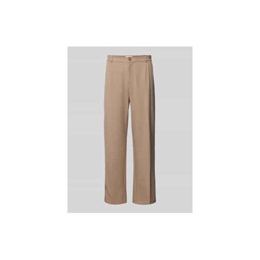 Spodnie materiałowe o kroju tapered fit z zakładkami w pasie ze sklepu Peek&Cloppenburg  w kategorii Spodnie męskie - zdjęcie 177838569
