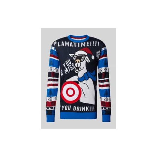 Sweter z dzianiny z wiskozy z wyhaftowanym motywem ze sklepu Peek&Cloppenburg  w kategorii Swetry męskie - zdjęcie 177839147