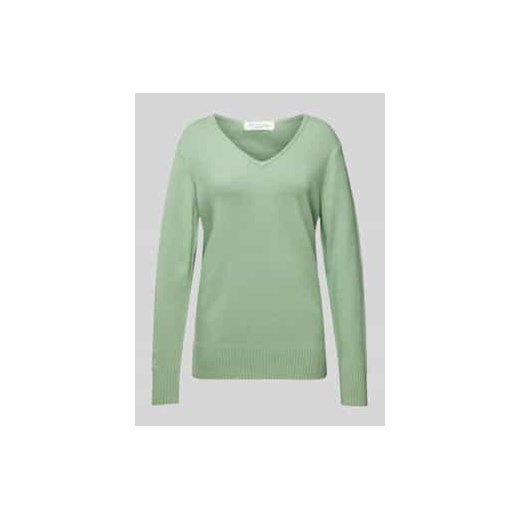 Sweter z dzianiny z zaokrąglonym dekoltem w serek ze sklepu Peek&Cloppenburg  w kategorii Swetry damskie - zdjęcie 177839209