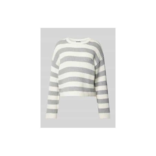 Sweter z dzianiny z prążkowanym,okrągłym dekoltem ze sklepu Peek&Cloppenburg  w kategorii Swetry damskie - zdjęcie 177839745