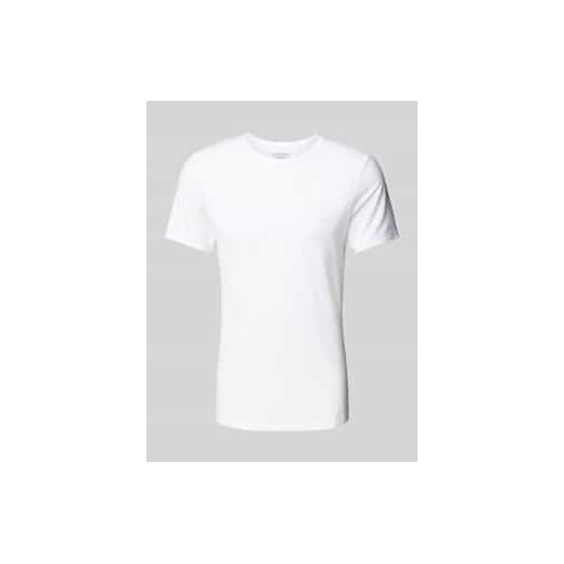 T-shirt z prążkowanym okrągłym dekoltem ze sklepu Peek&Cloppenburg  w kategorii Podkoszulki męskie - zdjęcie 177840305