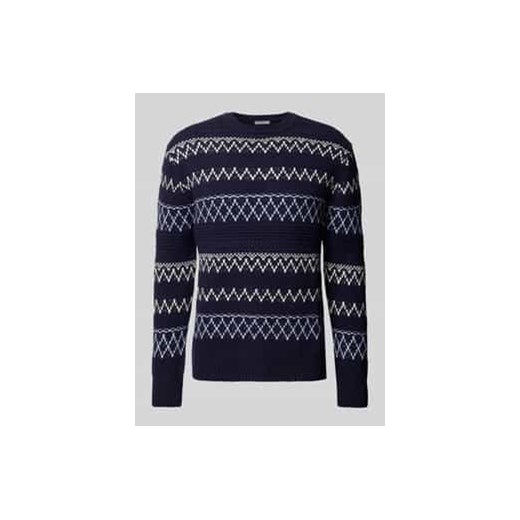 Sweter z dzianiny z okrągłym dekoltem ze sklepu Peek&Cloppenburg  w kategorii Swetry męskie - zdjęcie 177840757