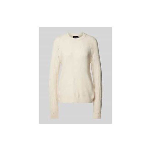 Sweter z dzianiny o kroju regular fit z dodatkiem wełny i rękawami z ażurowej dzianiny model ‘OLGA’ ze sklepu Peek&Cloppenburg  w kategorii Swetry damskie - zdjęcie 177841518