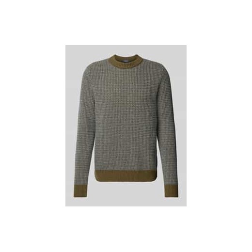 Sweter z dzianiny z żywej wełny z okrągłym dekoltem ze sklepu Peek&Cloppenburg  w kategorii Swetry męskie - zdjęcie 177845628