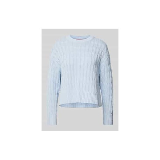 Sweter z dzianiny z czystej bawełny z okrągłym dekoltem ze sklepu Peek&Cloppenburg  w kategorii Swetry damskie - zdjęcie 177846925