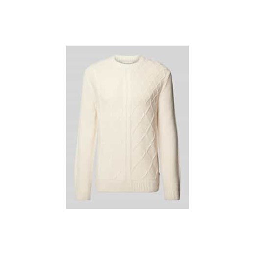 Sweter z dzianiny o kroju regular fit ze ściegiem warkoczowym i prążkowanymi wykończeniami ze sklepu Peek&Cloppenburg  w kategorii Swetry męskie - zdjęcie 177847158