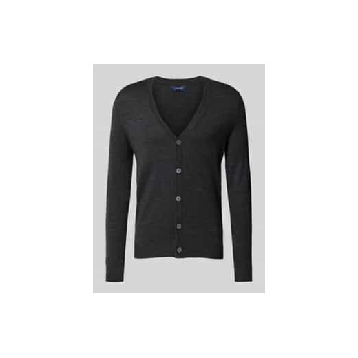 Kardigan o kroju slim fit z mieszanki wełny z dekoltem w serek ze sklepu Peek&Cloppenburg  w kategorii Swetry męskie - zdjęcie 177847569