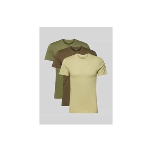 T-shirt z okrągłym prążkowanym dekoltem w zestawie 3 szt. ze sklepu Peek&Cloppenburg  w kategorii Podkoszulki męskie - zdjęcie 177849155