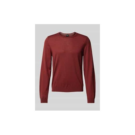 Sweter z żywej wełny z detalem z logo model ‘Leno’ ze sklepu Peek&Cloppenburg  w kategorii Swetry męskie - zdjęcie 177850189