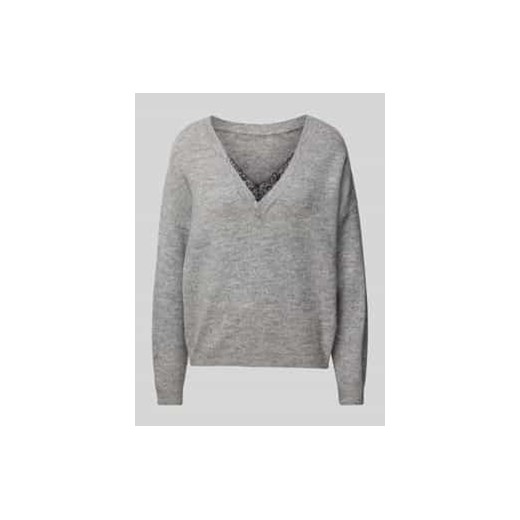 Sweter z dzianiny o kroju regular fit z koronkowym obszyciem model ‘MANIFESTA’ ze sklepu Peek&Cloppenburg  w kategorii Swetry damskie - zdjęcie 177852137