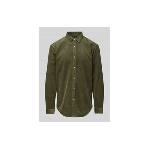 Koszula sztruksowa o kroju tailored fit z kołnierzykiem typu kent ze sklepu Peek&Cloppenburg  w kategorii Koszule męskie - zdjęcie 177852625