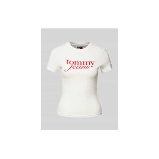 T-shirt o kroju slim fit z czystej bawełny z nadrukiem z logo ze sklepu Peek&Cloppenburg  w kategorii Bluzki damskie - zdjęcie 177855296