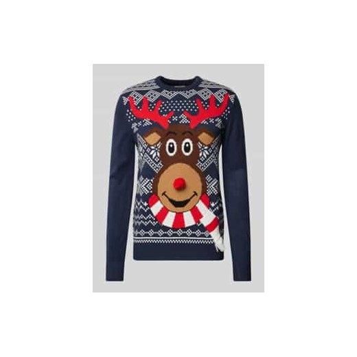 Sweter świąteczny z wyhaftowanym motywem ze sklepu Peek&Cloppenburg  w kategorii Swetry męskie - zdjęcie 177855719