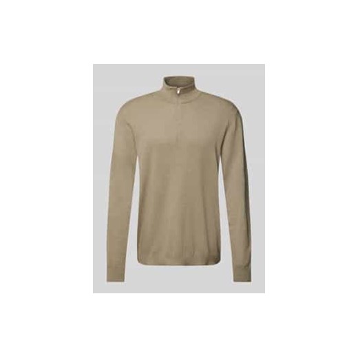 Sweter z dzianiny z prążkowanymi wykończeniami model ‘BERG’ ze sklepu Peek&Cloppenburg  w kategorii Swetry męskie - zdjęcie 177859589