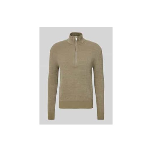 Sweter z dzianiny z prążkowanymi wykończeniami model ‘RODNEY’ ze sklepu Peek&Cloppenburg  w kategorii Swetry męskie - zdjęcie 177859855