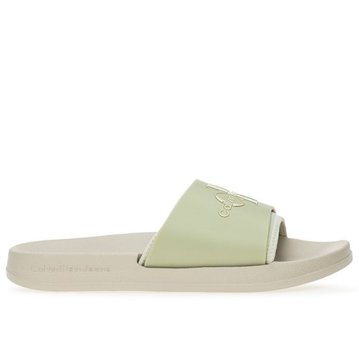 Klapki Calvin Klein Slide Monogram TPU YW0YW00585-0F4 - zielone ze sklepu streetstyle24.pl w kategorii Klapki damskie - zdjęcie 177862627