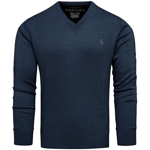 Sweter męski w serek kolor jeans Recea ze sklepu Recea.pl w kategorii Swetry męskie - zdjęcie 177887089