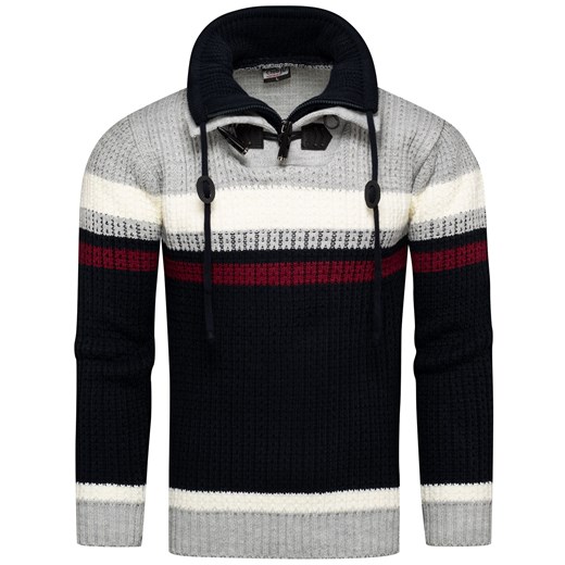 Gruby męski sweter z wywijanym golfem norweski styl Recea ze sklepu Recea.pl w kategorii Swetry męskie - zdjęcie 177887109