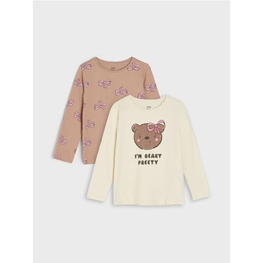 Sinsay - Koszulka z długimi rękawami 2 pack - wielobarwny ze sklepu Sinsay w kategorii Bluzki dziewczęce - zdjęcie 177888407