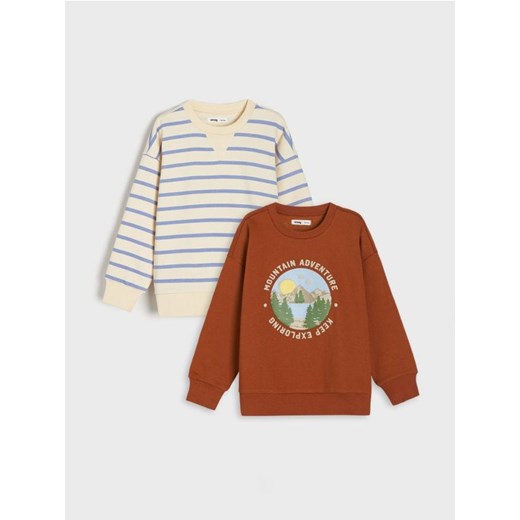 Sinsay - Bluza 2 pack - brązowy Sinsay 122 okazyjna cena Sinsay