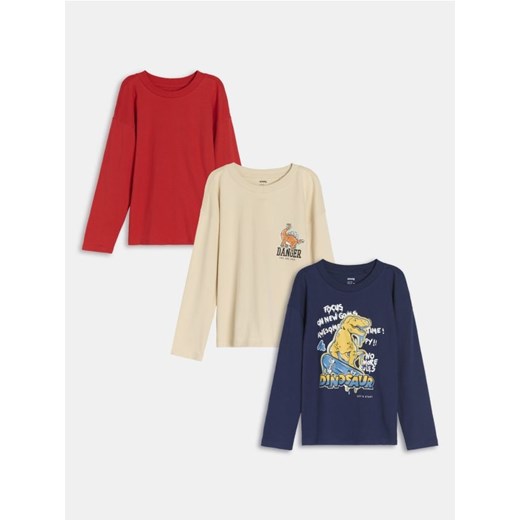 Sinsay - Koszulka z długimi rękawami 3 pack - granatowy - id: 241EC-59X - marki Sinsay - 177888439 Sinsay - Koszulka z długimi rękawami 3 pack - granatowy ze sklepu Sinsay w kategorii T-shirty chłopięce - zdjęcie 177888439