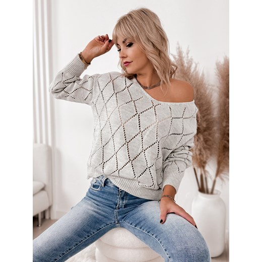sweter xada jasnoszary one size ze sklepu UBRA w kategorii Swetry damskie - zdjęcie 177889228