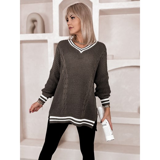 sweter kirn ciemnobeżowy one size ze sklepu UBRA w kategorii Swetry damskie - zdjęcie 177889778