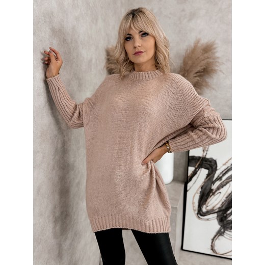 sweter kristia pudrowy róż one size ze sklepu UBRA w kategorii Swetry damskie - zdjęcie 177890549