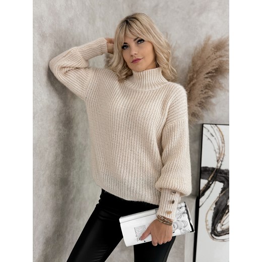 sweter tarina beżowy one size ze sklepu UBRA w kategorii Swetry damskie - zdjęcie 177890578