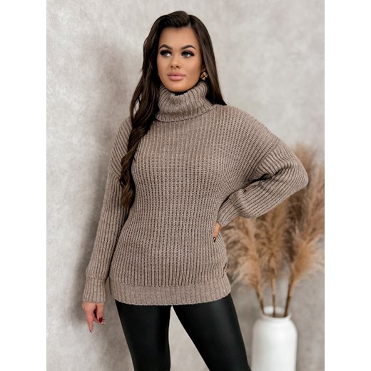 sweter saria ciemnobeżowy one size ze sklepu UBRA w kategorii Swetry damskie - zdjęcie 177891168