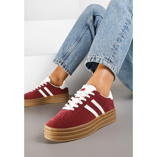 Bordowe Klasyczne Sneakersy na Niewysokiej Platformie Terilee ze sklepu renee.pl w kategorii Buty sportowe damskie - zdjęcie 177892857