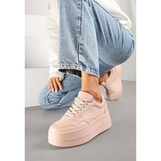 Różowe Sneakersy na Platformie Ozdobionej Tłoczeniem Vaiviera ze sklepu renee.pl w kategorii Buty sportowe damskie - zdjęcie 177892917