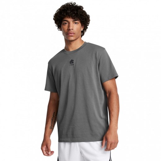 Męska koszulka do koszykówki Under Armour Curry Logo Heavyweight - szara ze sklepu Sportstylestory.com w kategorii T-shirty męskie - zdjęcie 177894855