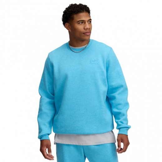 Męska bluza dresowa nierozpinana bez kaptura Under Armour UA Essential Fleece Crew - niebieska ze sklepu Sportstylestory.com w kategorii Bluzy męskie - zdjęcie 177894886